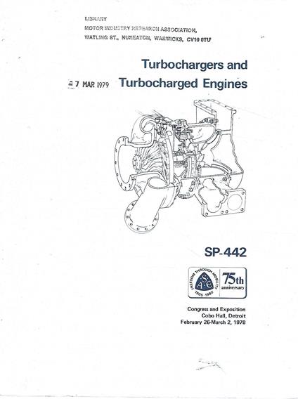 Turbochargers and Turbocharged Engines SP-442 - copertina