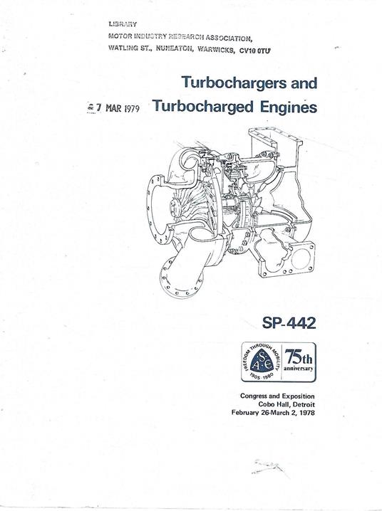 Turbochargers and Turbocharged Engines SP-442 - copertina