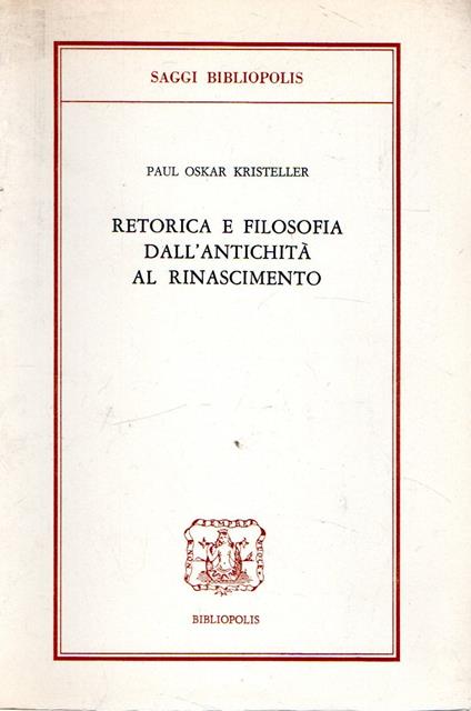 Retorica e Filosofia dall'Antichità al Rinascimento - copertina