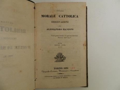 Osservazioni sulla morale cattolica. Osservazioni di Alessandro Manzoni - Alessandro Manzoni - copertina