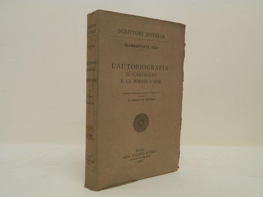 L' autobiografia il carteggio e le poesie varie - Giambattista Vico - copertina