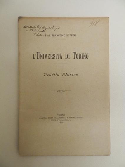 L' università di Torino. Profilo storico - Francesco Ruffini - copertina