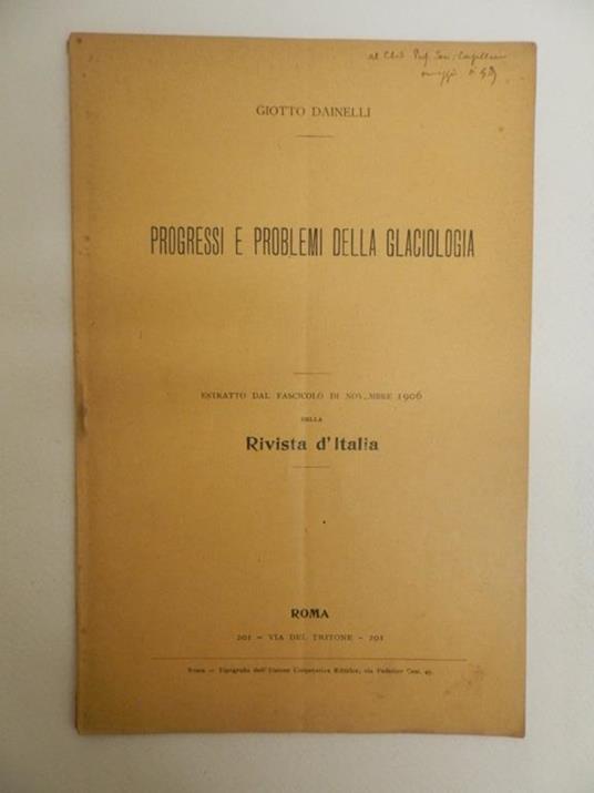 Progressi e problemi della glaciologia - Giotto Dainelli - copertina