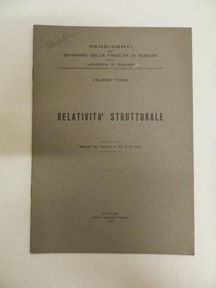 Relatività strutturale - Valerio Tonini - copertina