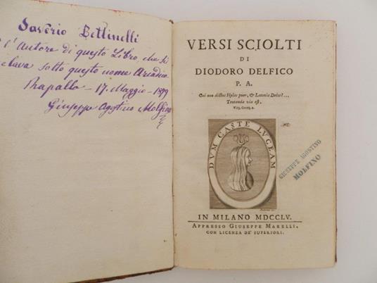 Versi sciolti di Diodoro Delfico P.A - Saverio Bettinelli - 2