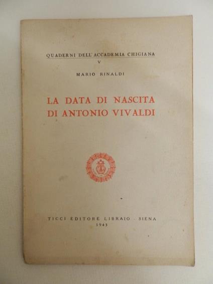 La data di nascita di Antonio Vivaldi - Mario Rinaldi - copertina