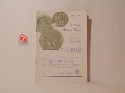 Il collegio Mellerio Rosmini rievoca il traforo del Sempione 1906-1956. Bollettino dell'Associazione Antonio Rosmini, n. 127 gennaio-marzo 1956 - copertina