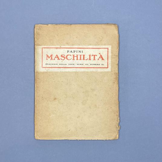 Maschilità - Giovanni Papini - copertina