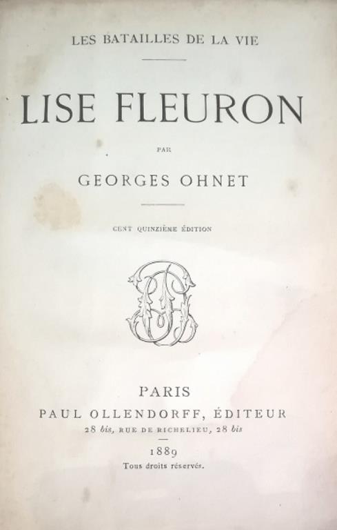 Lise Fleuron - Georges Ohnet - copertina