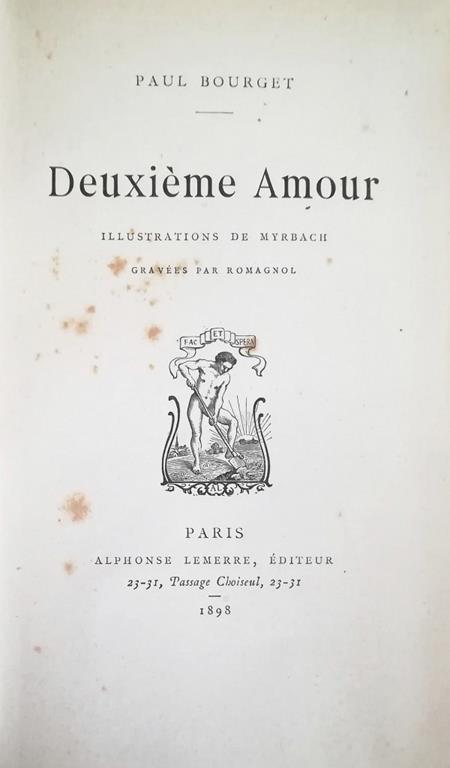 Deuxieme Amour - Paul Bourget - copertina