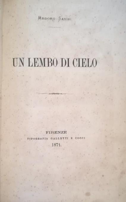 Un Lembo Di Cielo - Medoro Savini - copertina