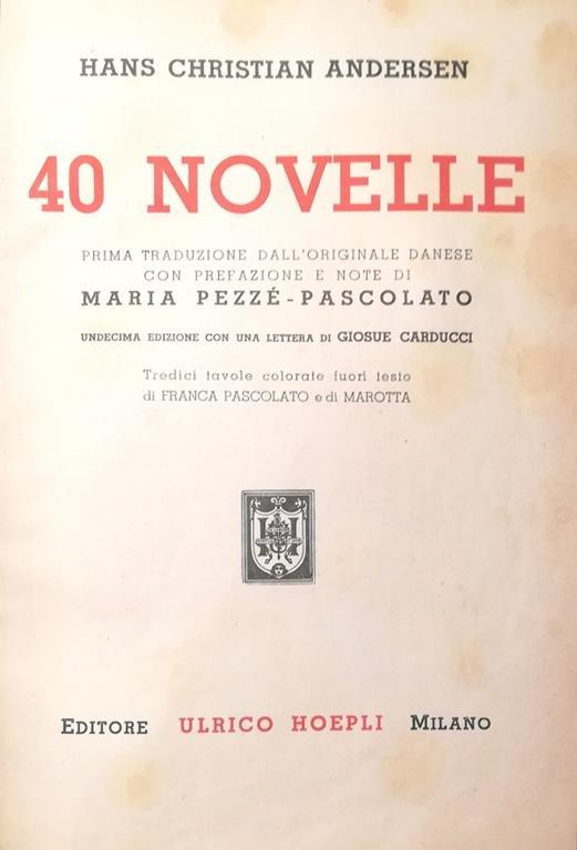 40 Novelle - Hans Christian Andersen - copertina