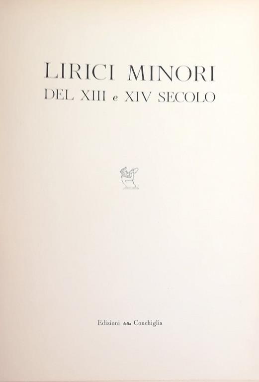 Lirici Minori Del Xiii E Xiv Secolo - copertina