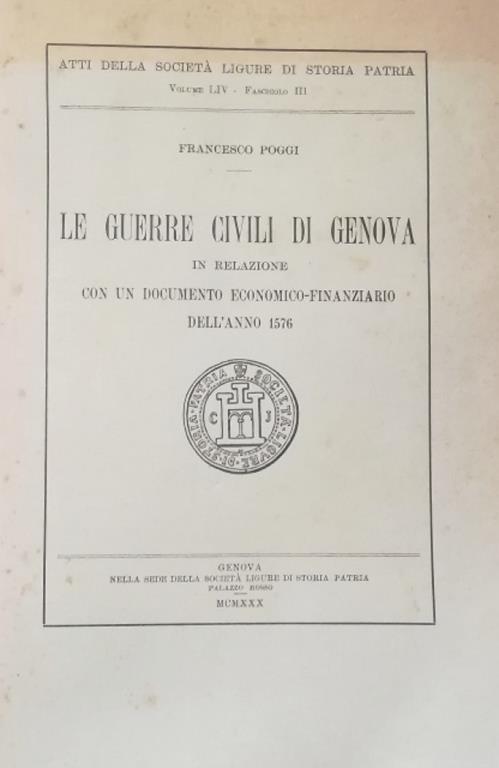 Le Guerre Civili Di Genova - Francesco Poggi - copertina