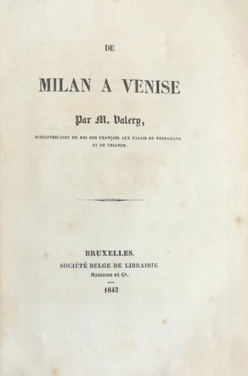 De Milan A Venise - M. Valery - copertina