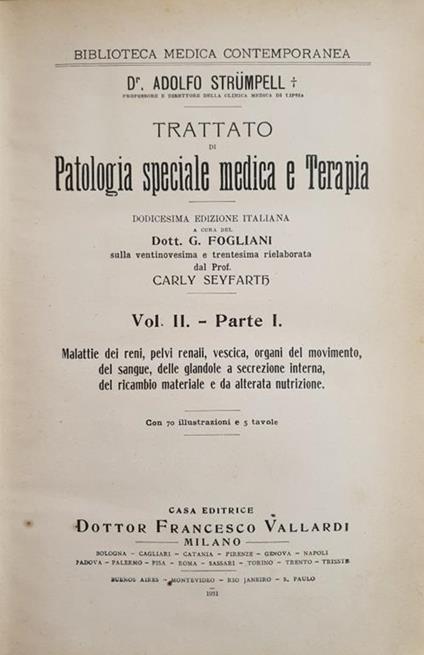 Trattato Di Patologia Speciale Medica E Terapia - copertina
