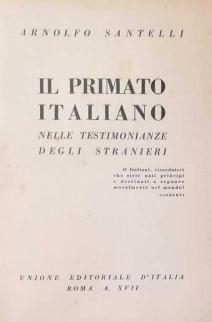 Il Primato Italiano - Arnolfo Santelli - copertina