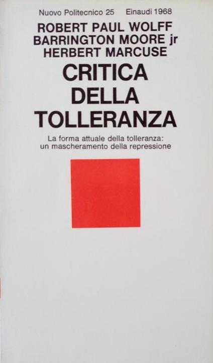 Critica della tolleranza - copertina