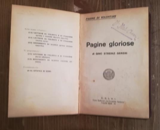 Pagine gloriose - Gino Streinz-Sereni - copertina