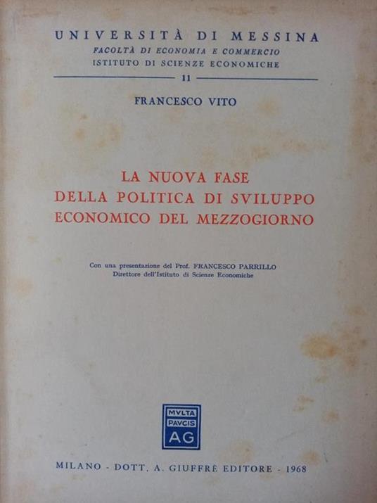 La nuova fase politica di sviluppo economico del mezzogiorno - Francesco Vito - copertina