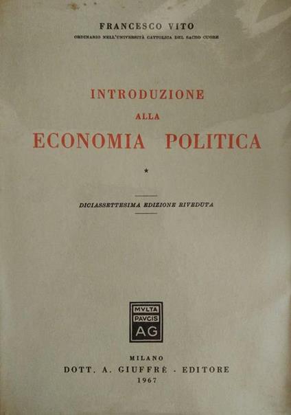 Economia politica - Francesco Vito - copertina