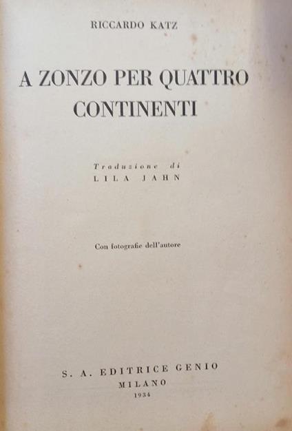 A Zonzo Per Quattro Continenti - Richard Katz - copertina