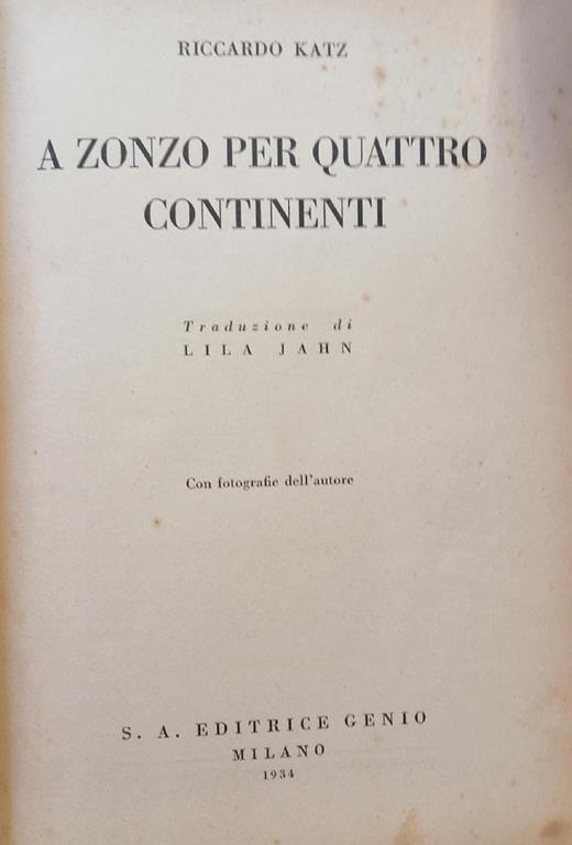 A Zonzo Per Quattro Continenti - Richard Katz - copertina