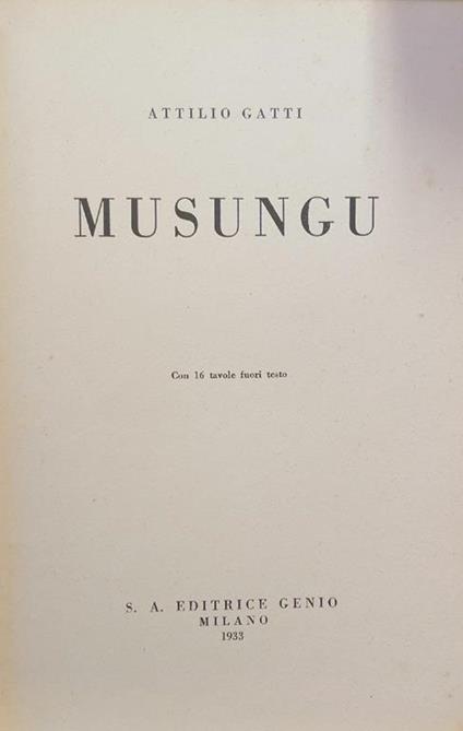 Musungu - Attilio Gatti - copertina