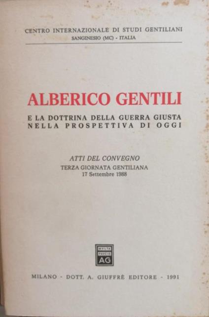 Giurista E Intelletuale Globale - Alberico Gentili - copertina