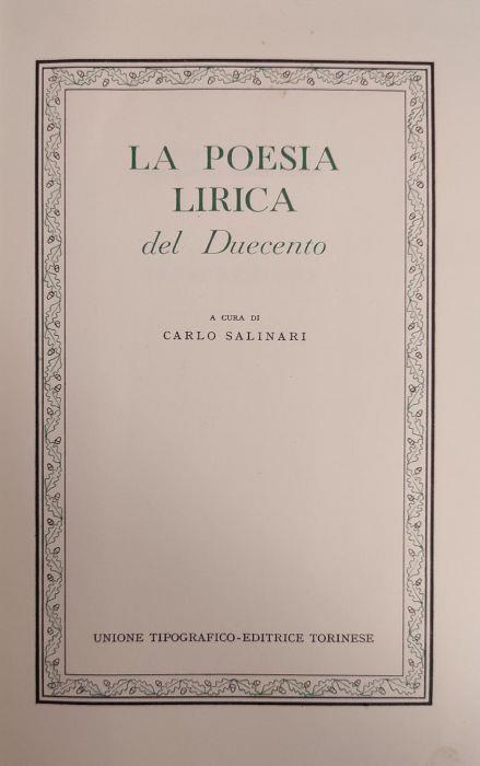 La Poesia Lirica Del Duecento - Carlo Salinari - copertina