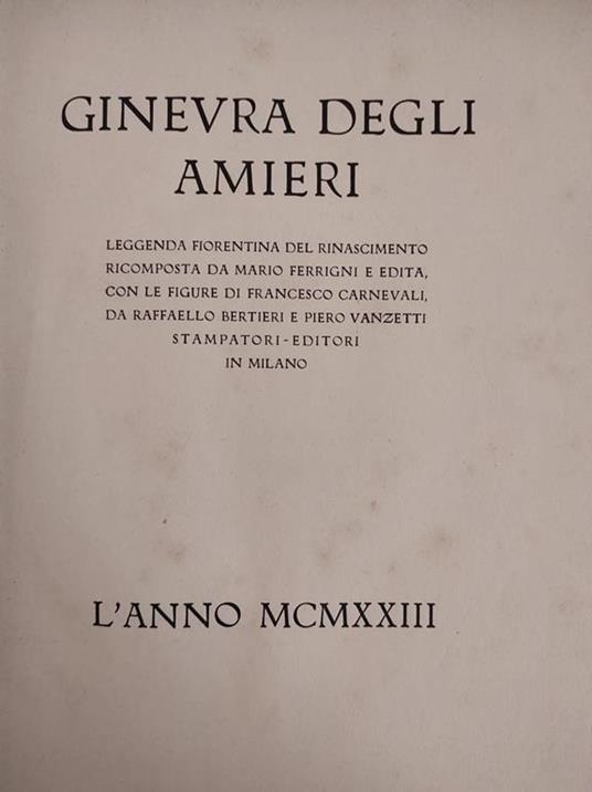 Ginevra Degli Amieri - Mario Ferrigni - copertina
