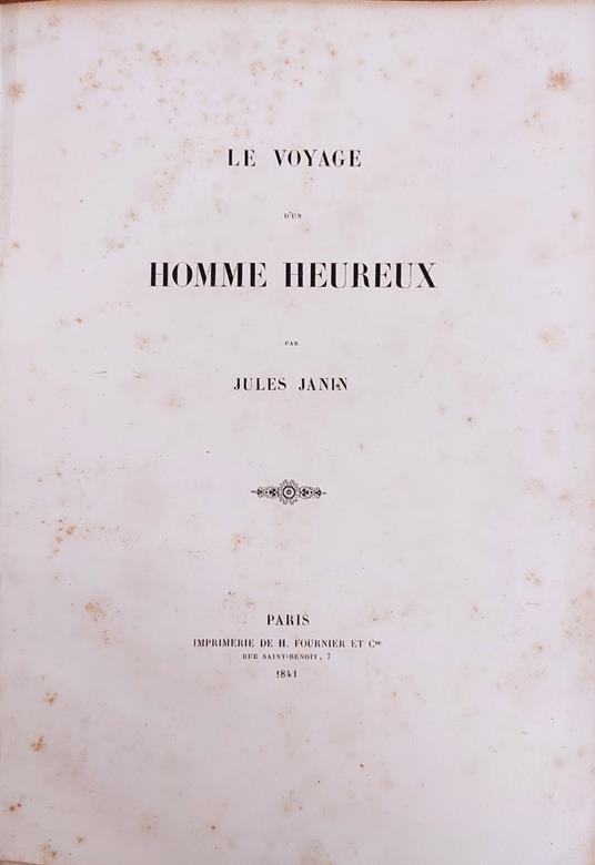 Le Voyage D'Un Homme Heureux - Jules Janin - copertina