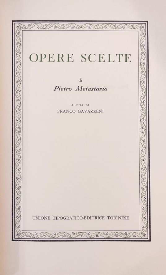 Opere Scelte - Pietro Metastasio - copertina