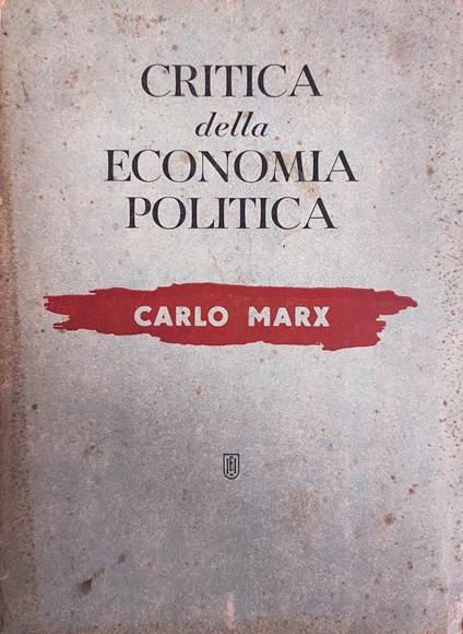 Critica Della Economia Politica - Carlo Mari - copertina