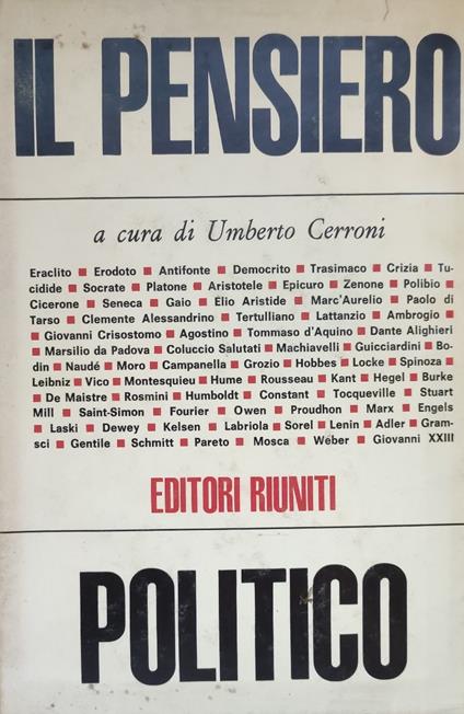 Il Pensiero Politico Dalle Origini Ai Nostri Giorni - copertina