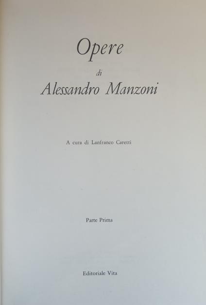 Opere Di Alessandro Manzoni - copertina
