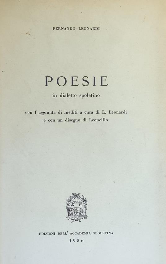 Poesie In Dialetto Spoletino - Fernando Leonardi - copertina