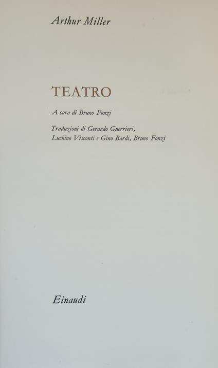 Teatro - Arthur Miller - copertina