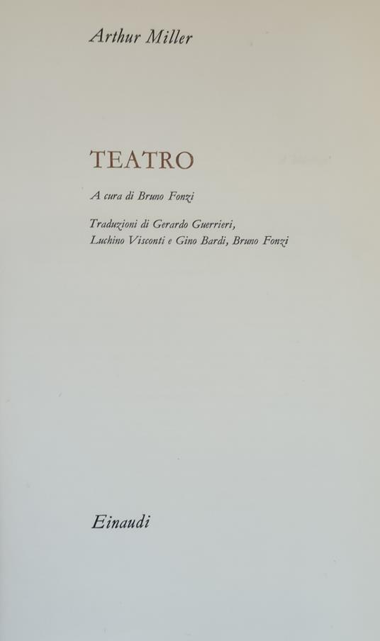 Teatro - Arthur Miller - copertina