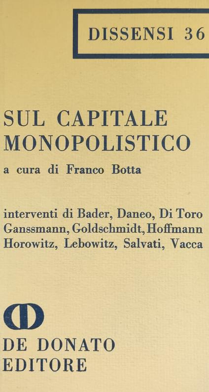 Sul Capitale Monopolistico - Franco Botta - copertina