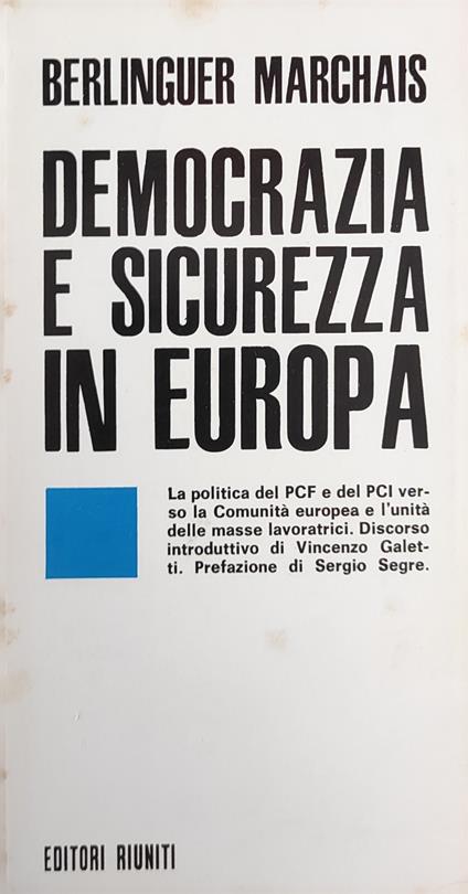 Democrazia E Sicurezza In Europa - copertina