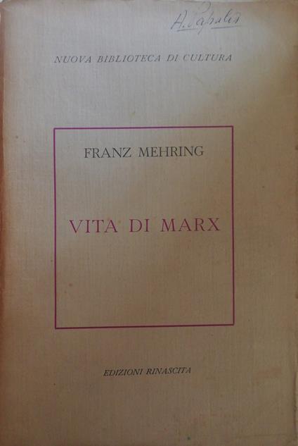 Vita Di Marx - Franz Mehring - copertina