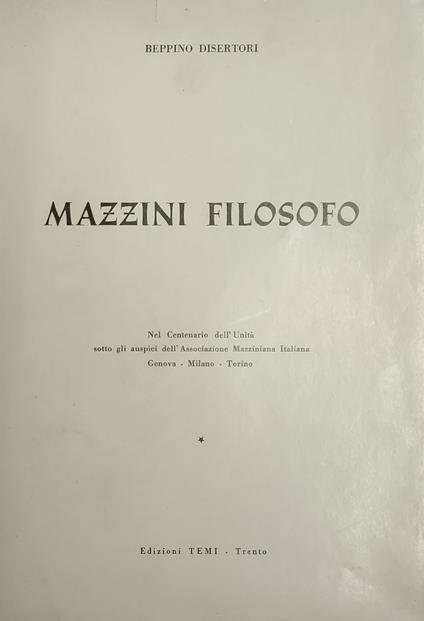 Mazzini Filosofo - Disertori Beppino - copertina