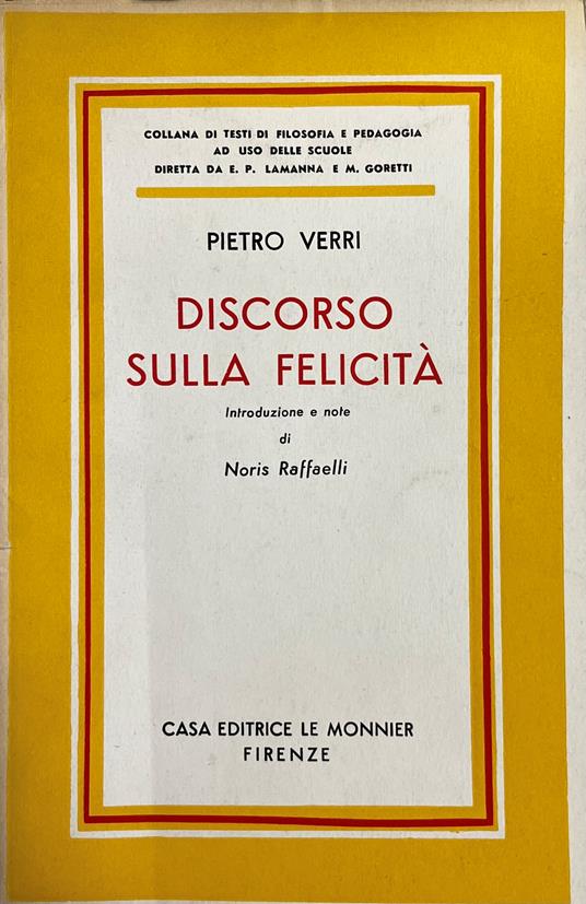 Discorso Sulla Felicita' - Pietro Verri - copertina