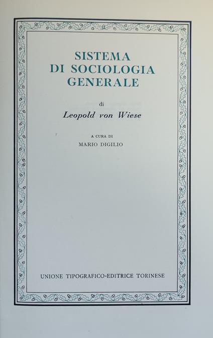 Sistema Di Sociologia Generale - copertina