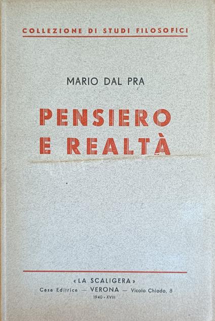 Pensiero E Realtà - Mario Dal Pra - copertina