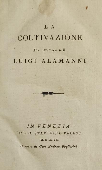 La Coltivazione - Luigi Alamanni - copertina