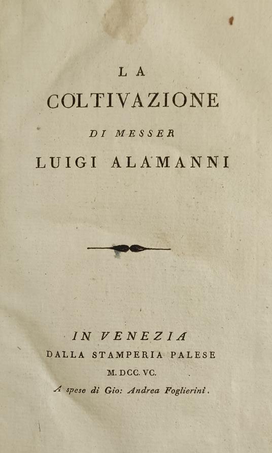 La Coltivazione - Luigi Alamanni - copertina