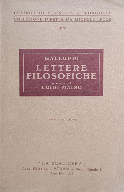 Lettere Filosofiche - Pasquale Galluppi - copertina