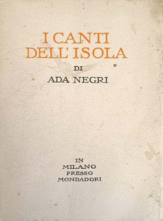 I Canti Dell'Isola - Ada Negri - copertina